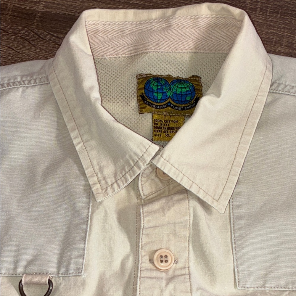 Lightweight Men's Shirt Jacket in Cream - Picture 10 of 10